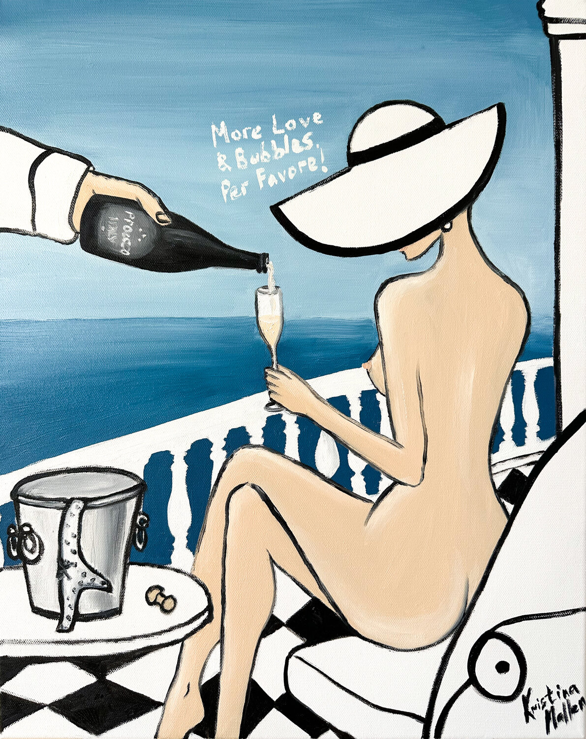 Coast Italiana: More Love and Bubbles, per favore! Kristina Mallen Original painting for sale