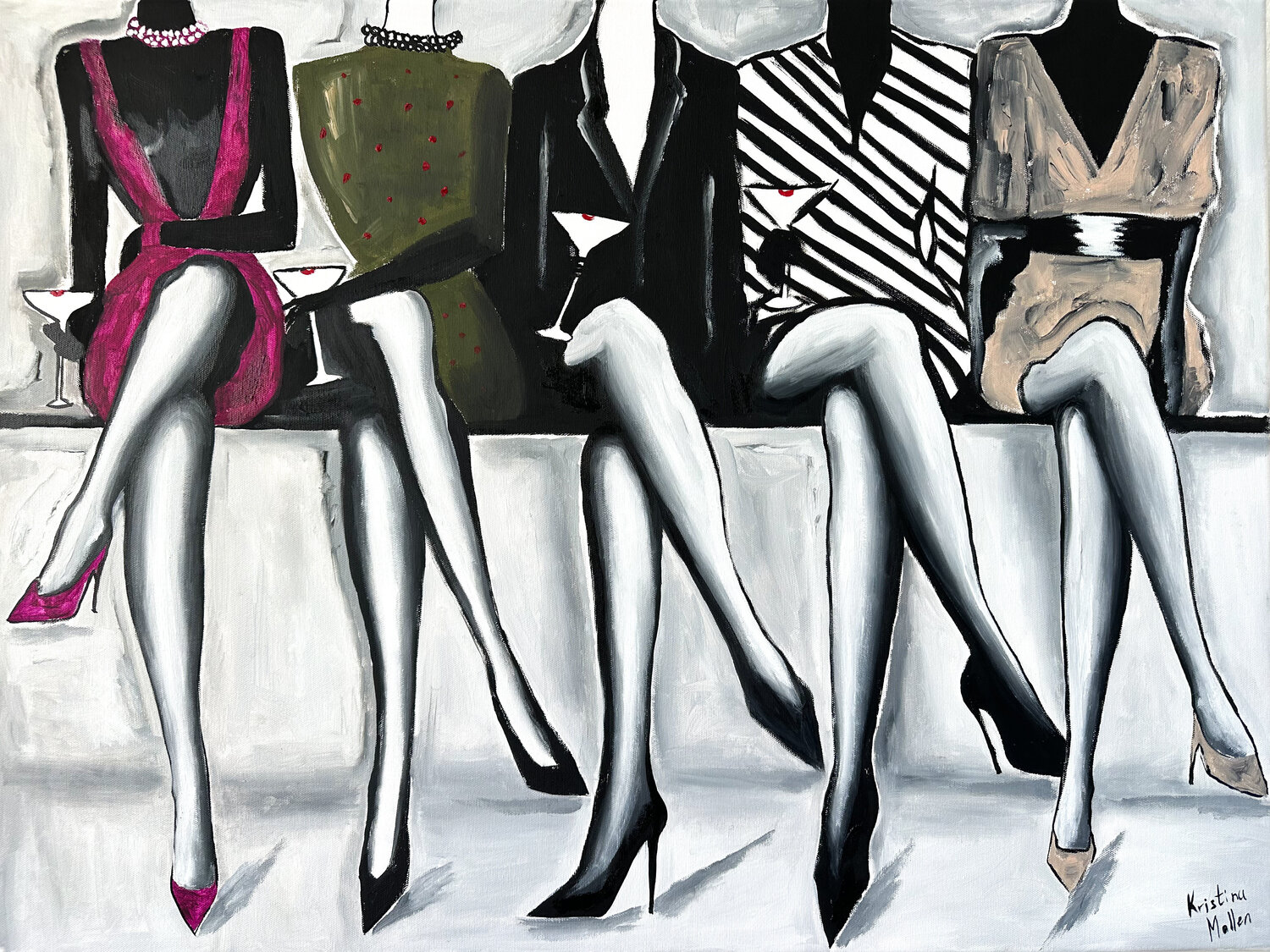 Ladies' Cocktail Conversation Kristina Mallen Original painting for sale