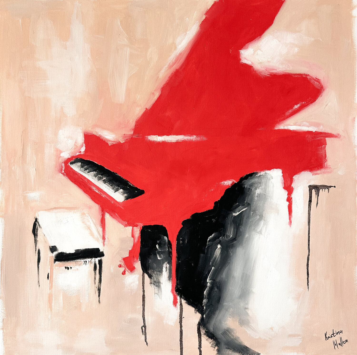 A Red Grand Piano Kristina Mallen Original painting for sale
