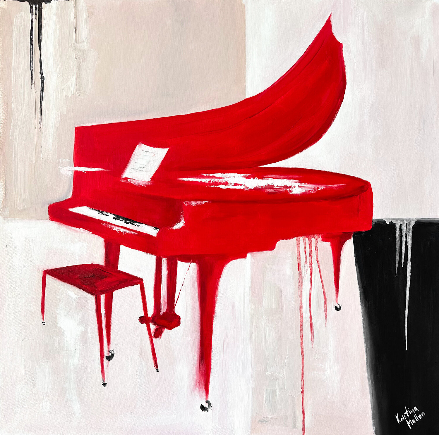 Tango of the Red Piano Kristina Mallen Original painting for sale