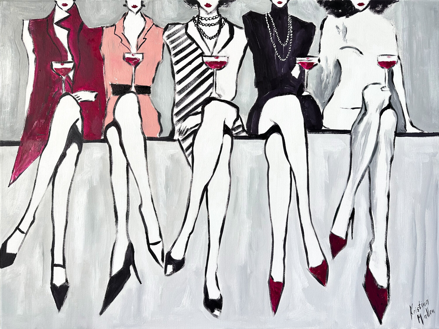 Five Cosmopolitans, Please! Kristina Mallen Original painting for sale