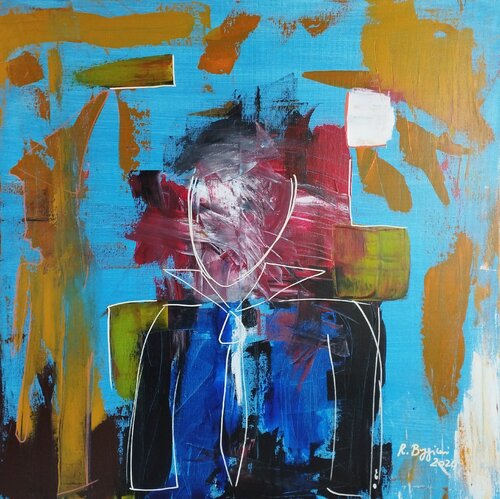 The Tie Man by Renzo Buggiani, Painting for Sale on Select