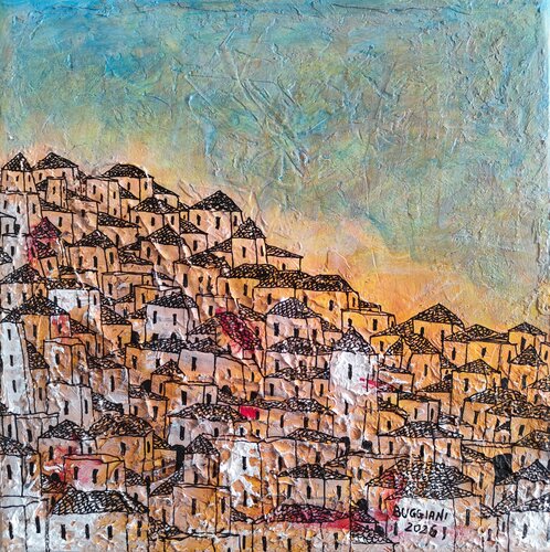 A Stone City - Miniature by Renzo Buggiani, Painting for Sale on Select
