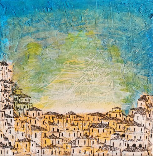 Città Bianca: il Centro del Silenzio - Miniature by Renzo Buggiani, Painting for Sale on Select