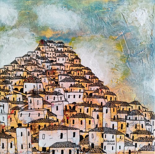 Sky Over the White City - A Miniature by Renzo Buggiani, Painting for Sale on Select