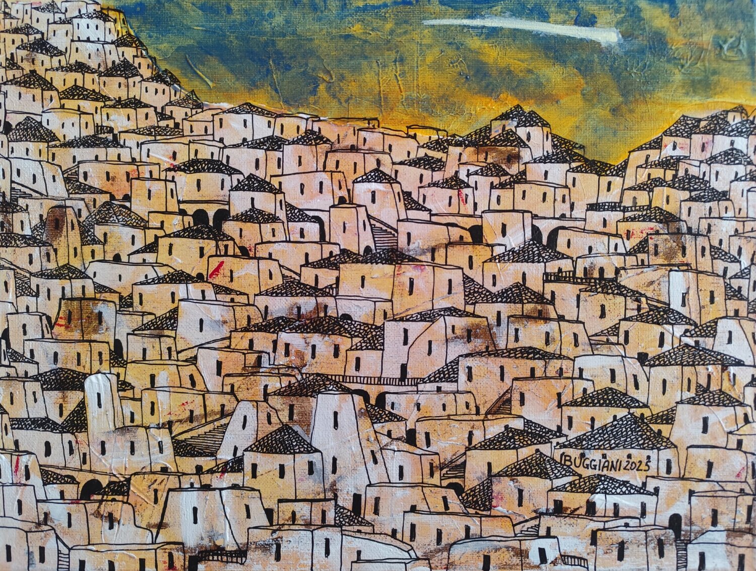 The Star Over the City Renzo Buggiani Original painting for sale
