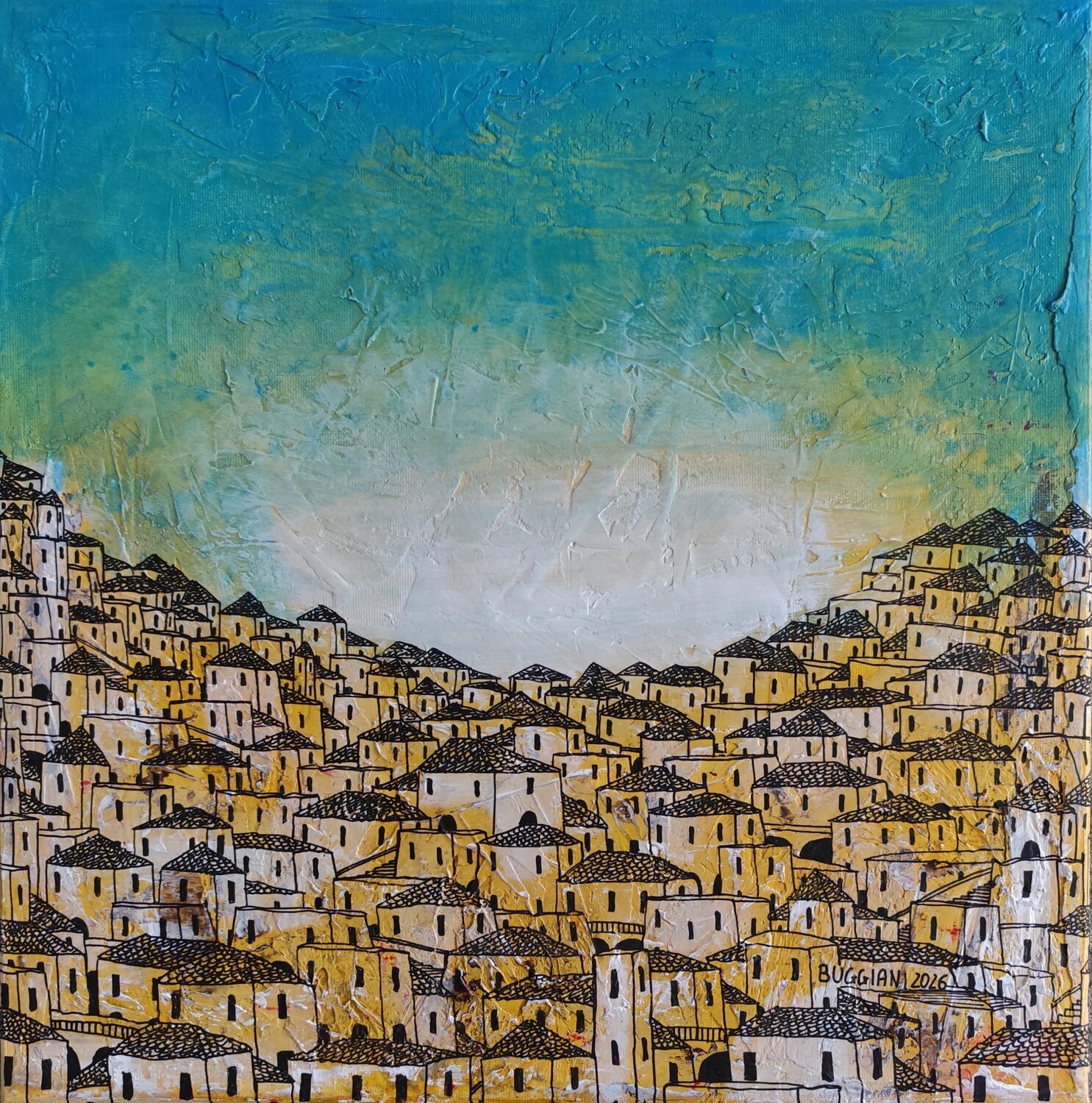 Luce sulla Città Bianca Renzo Buggiani Original painting for sale