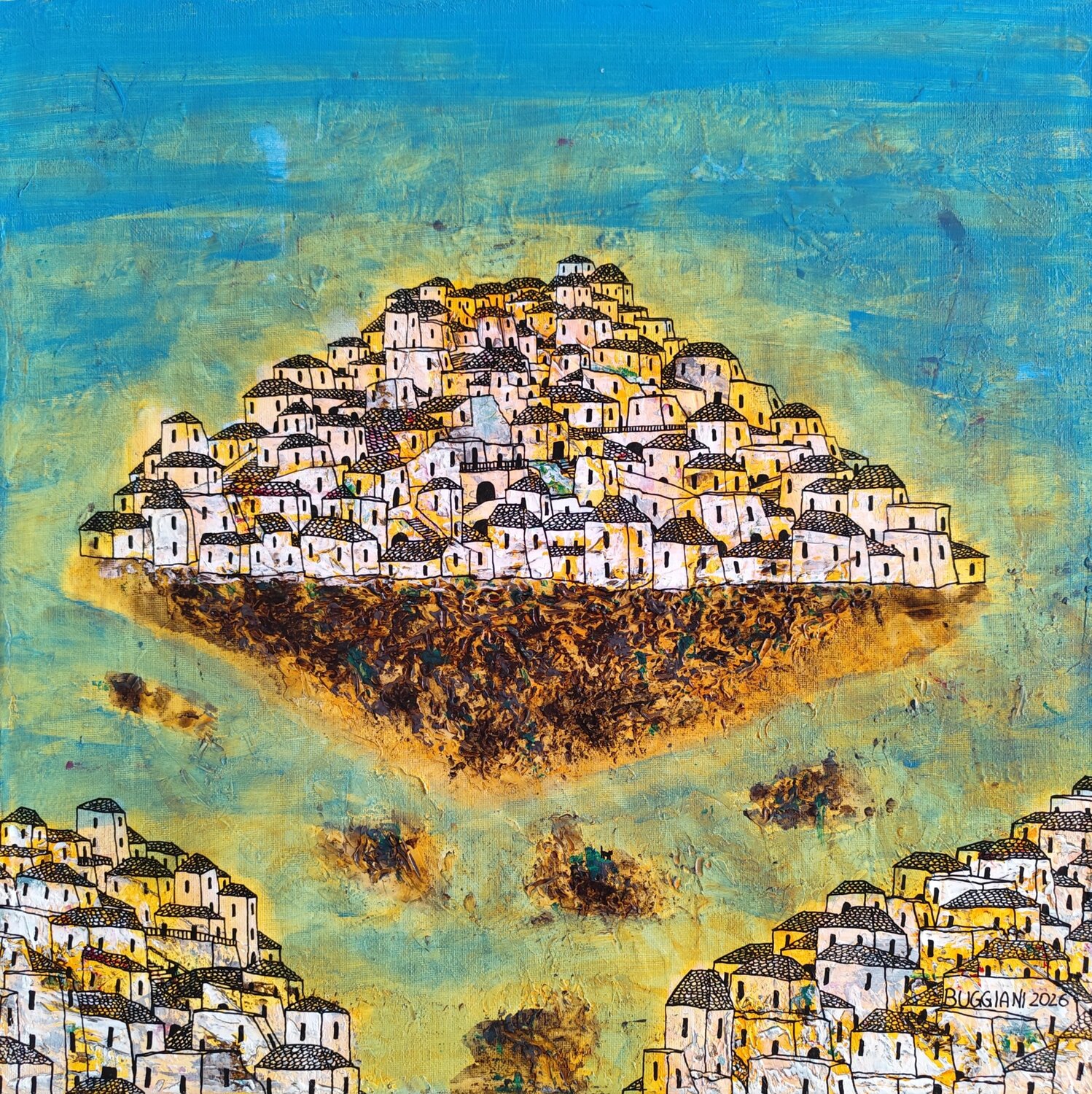 Ascesa della Città Bianca Renzo Buggiani Original painting for sale