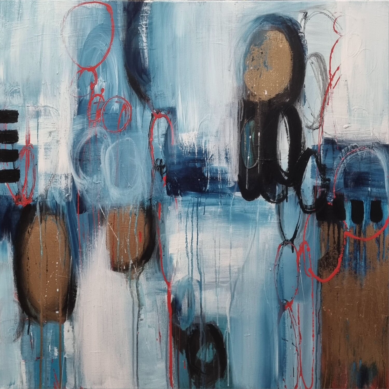 echoes beneath the blue silence Monika Signer Original painting for sale