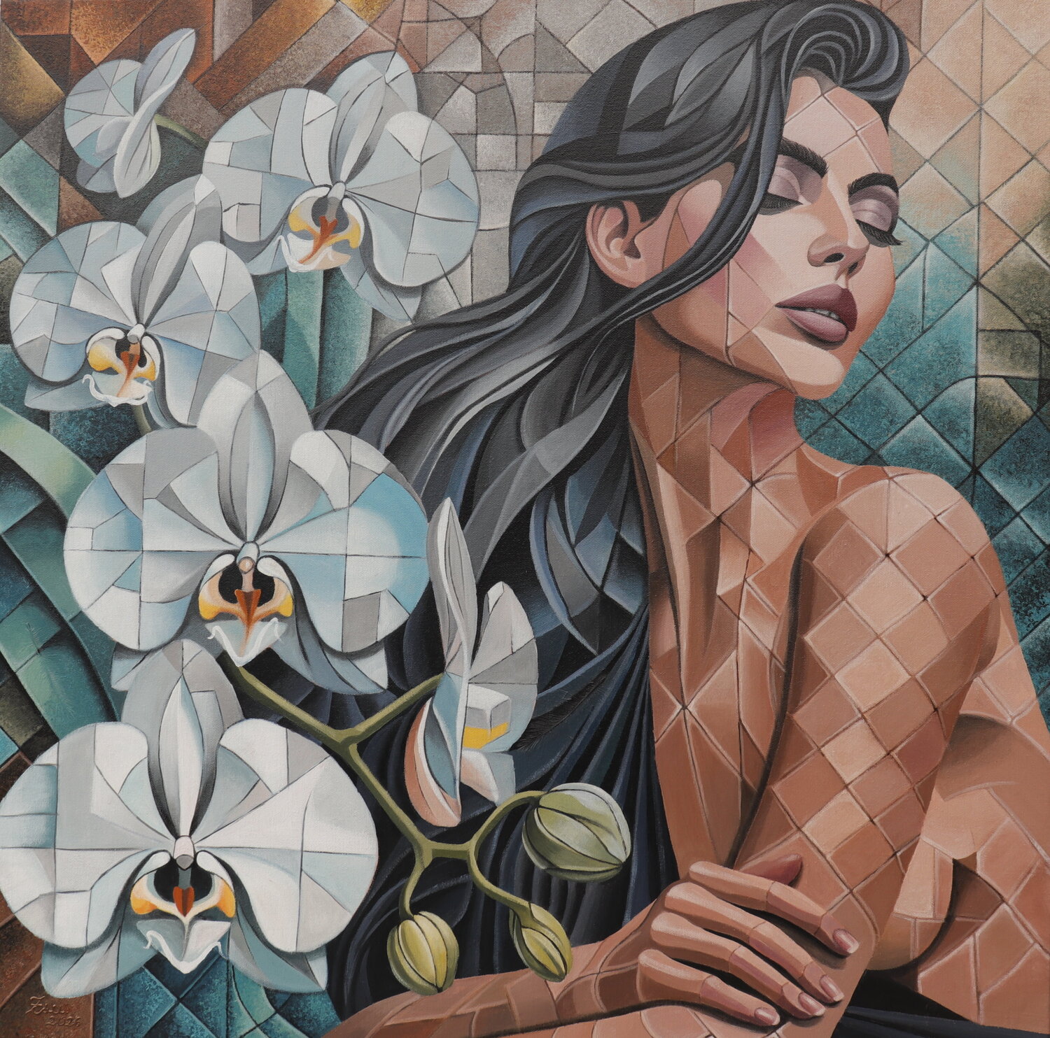 Mosaic of the Soul (Valeria) Zuzana Murenji Domonkos Original painting for sale