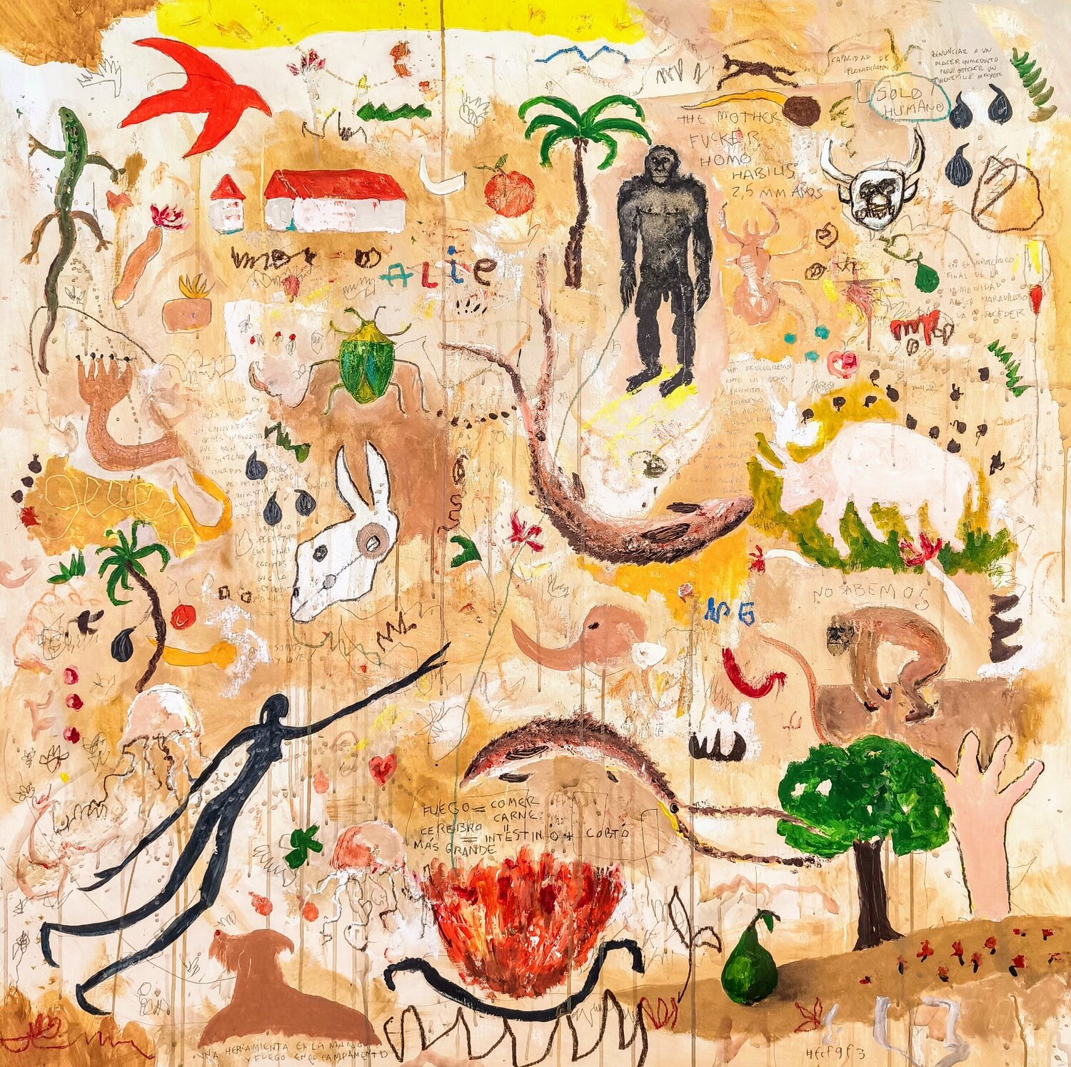 The mother fucker homo habilis Alfonso Sánchez Original painting for sale