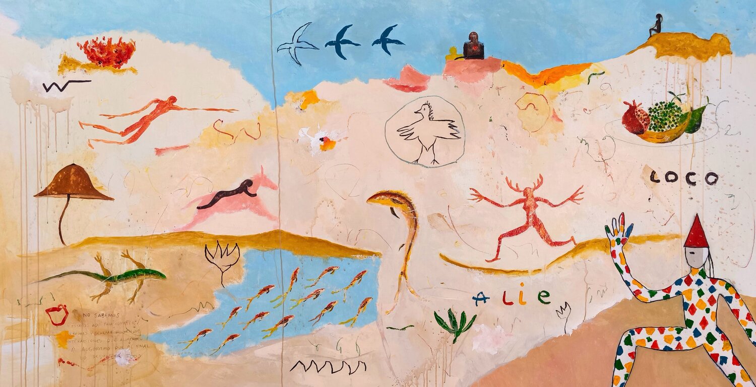 The bird and the madman Alfonso Sánchez Original painting for sale