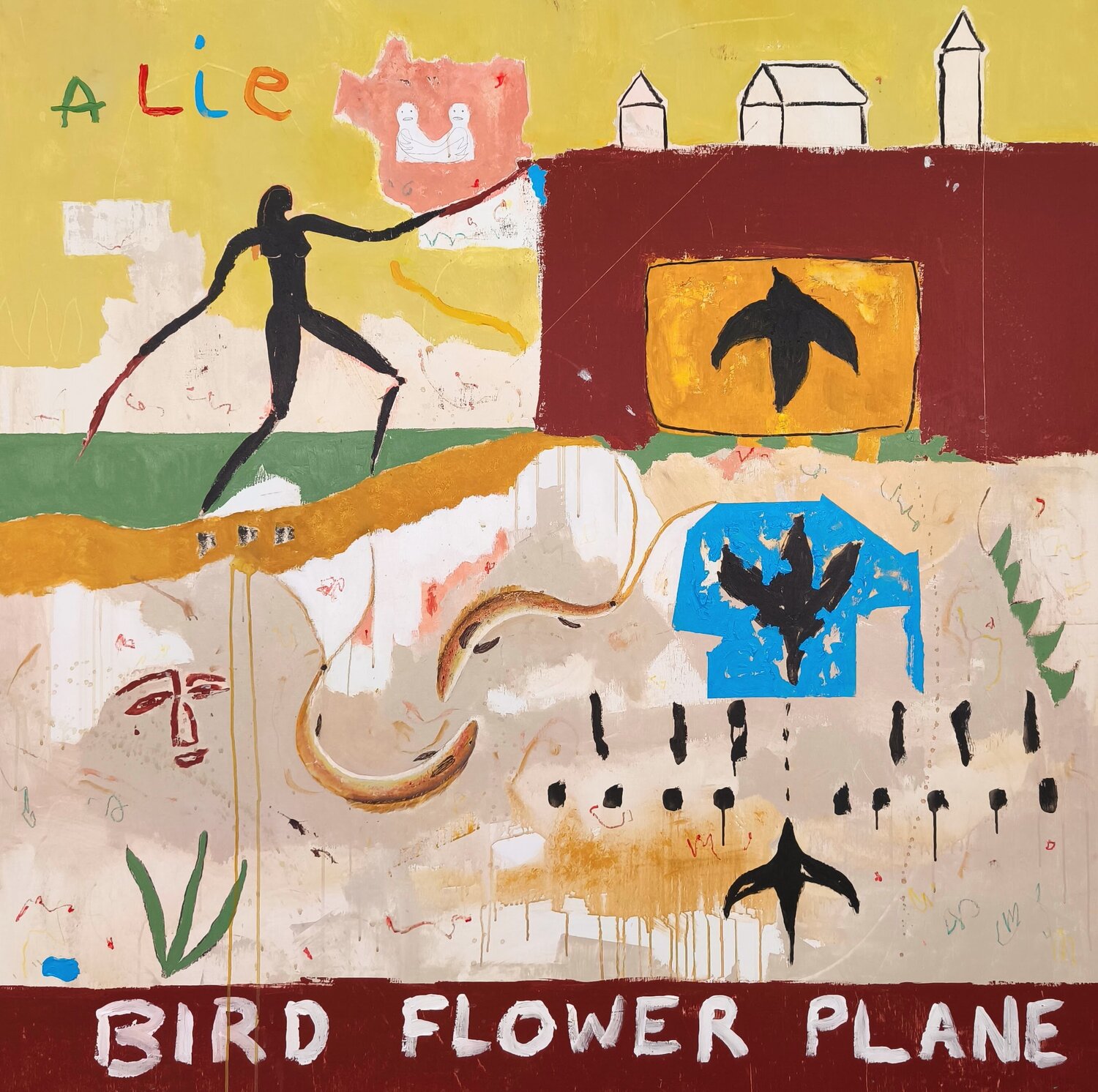 Bird, flower & plane Alfonso Sánchez Original painting for sale