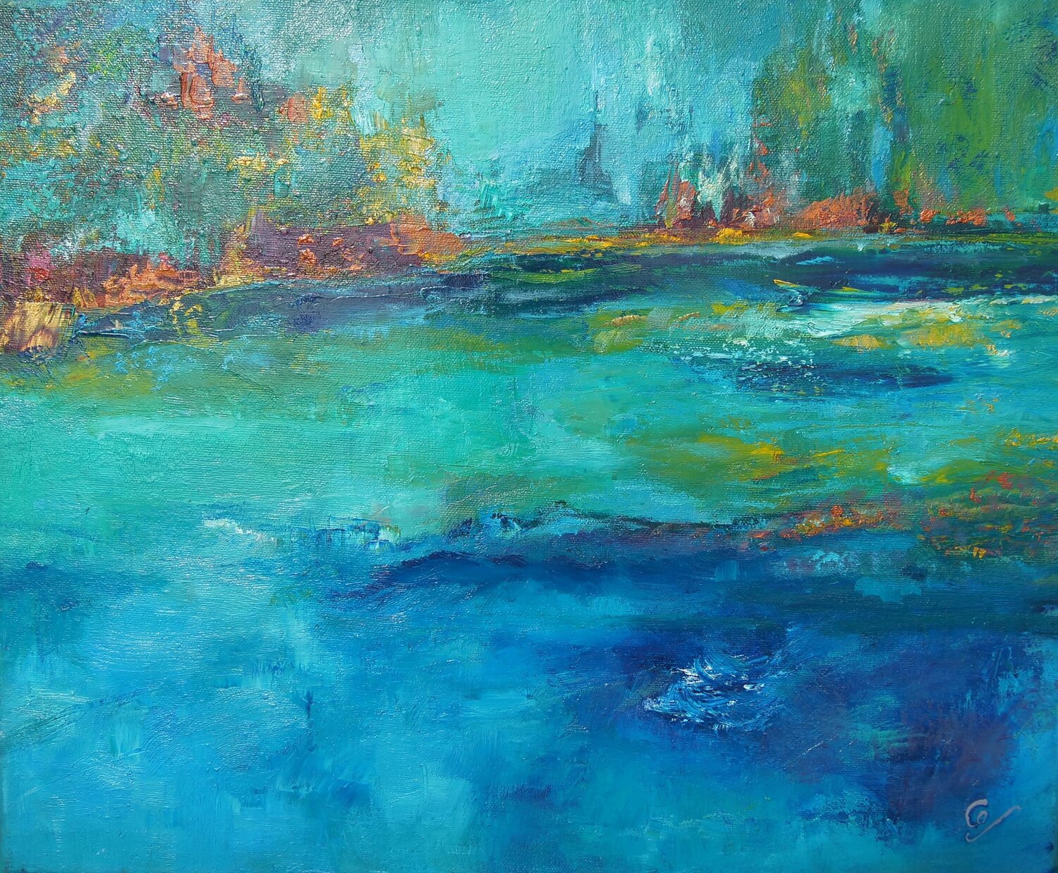 Promenade romantique Corinne FOUCOUIN Original painting for sale