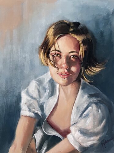 Azzurro Interiore by maria romano, Painting for Sale on Select
