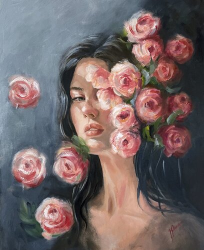 Ritratto in fiore by maria romano, Painting for Sale on Select