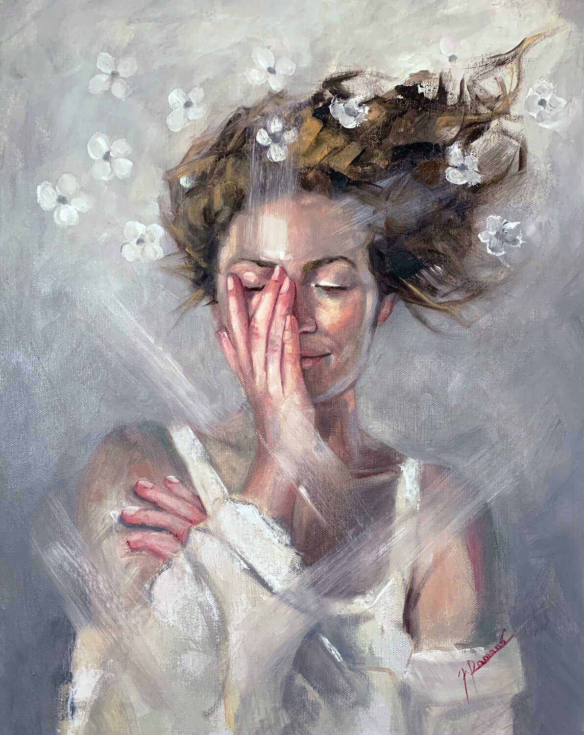 Fragilità luminosa maria romano Original painting for sale