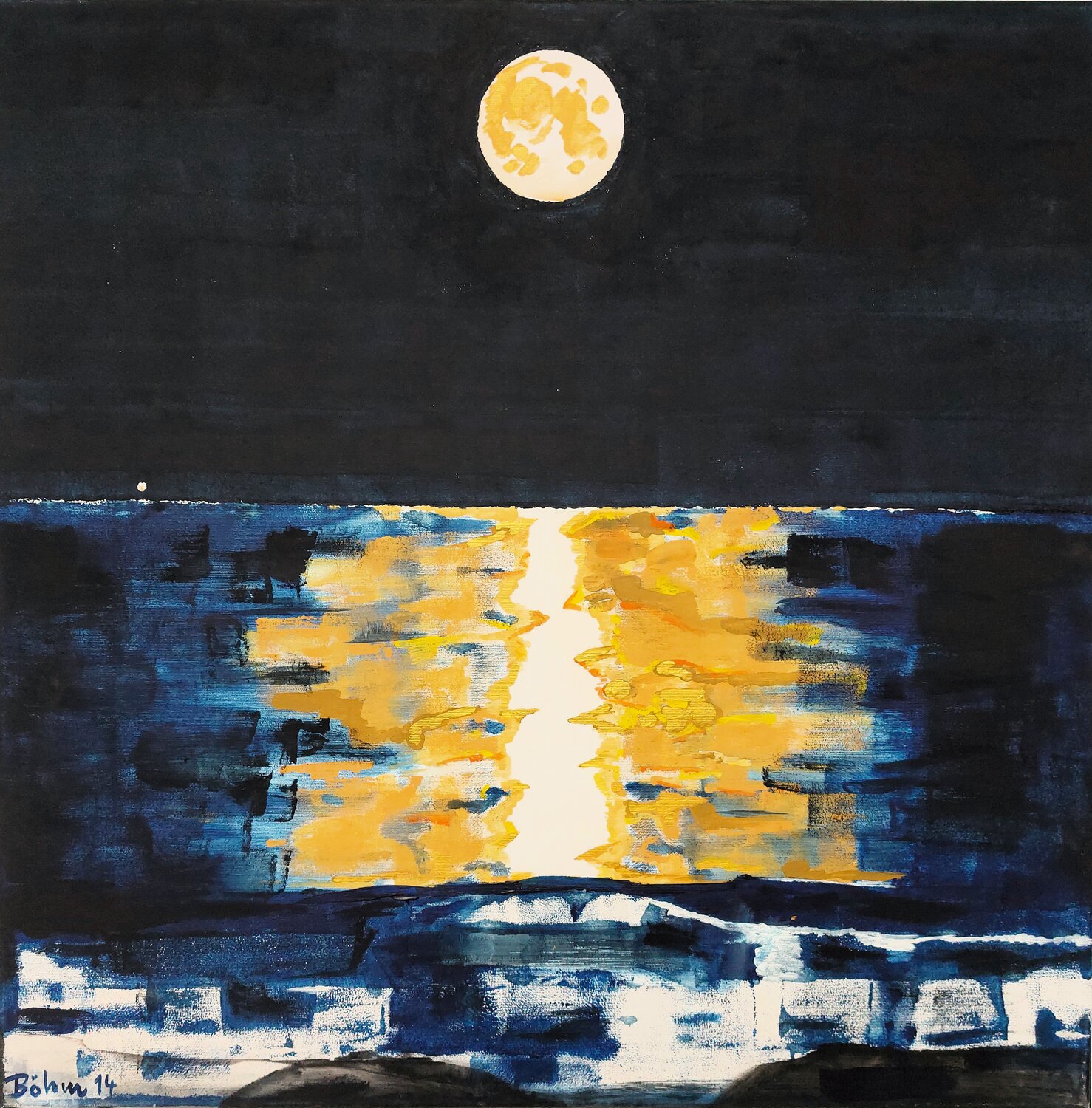 Wie im Mondenschein Gold auf Wellen liegt Matthias Maria Boehm Original painting for sale