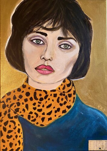 Esther ou la femme au foulard léopard by Muriel Ho Paintings, Painting for Sale on Select