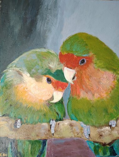 Love birds by Muriel Ho Paintings, Painting for Sale on Select