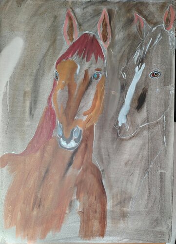 Deux chevaux by Muriel Ho Paintings, Painting for Sale on Select