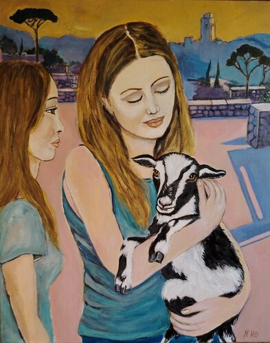 Deux amies by Muriel Ho Paintings, Painting for Sale on Select