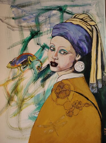 La jeune fille au caméléon by Muriel Ho Paintings, Painting for Sale on Select