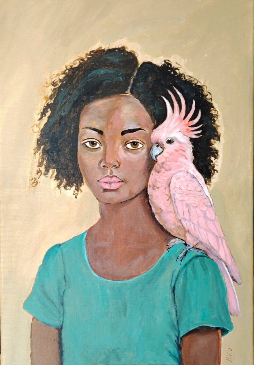 Jeune fille au cacatoès Muriel Ho Paintings Original painting for sale