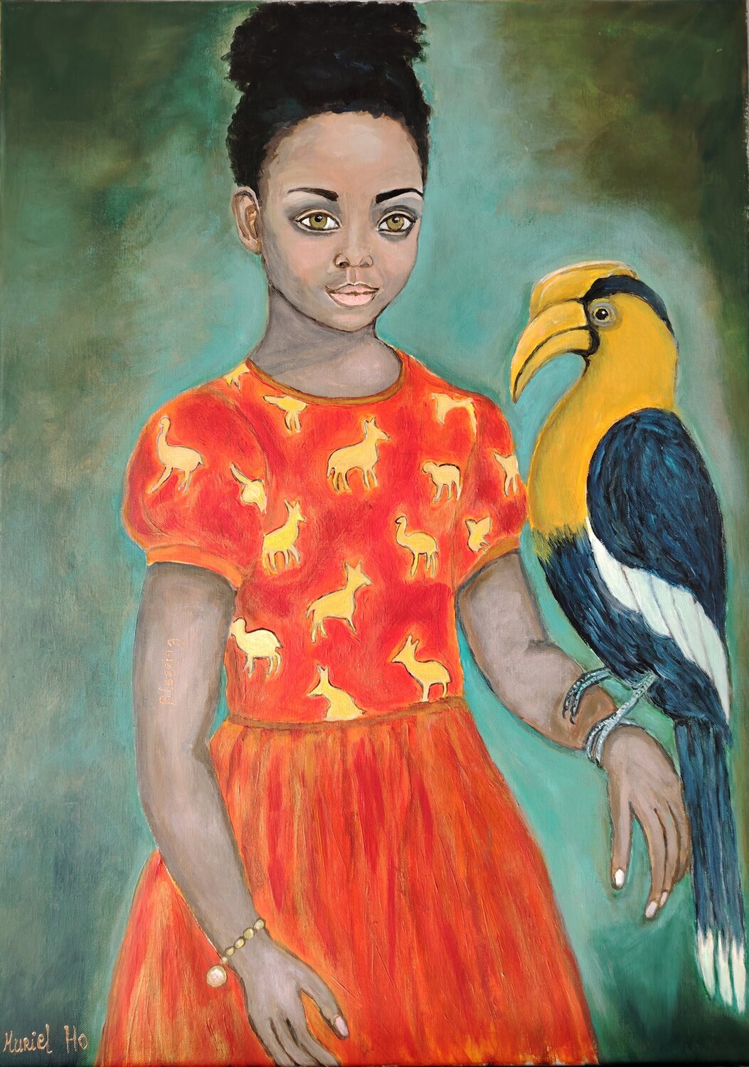 Blessing et l’oiseau des songes Muriel Ho Paintings Original painting for sale