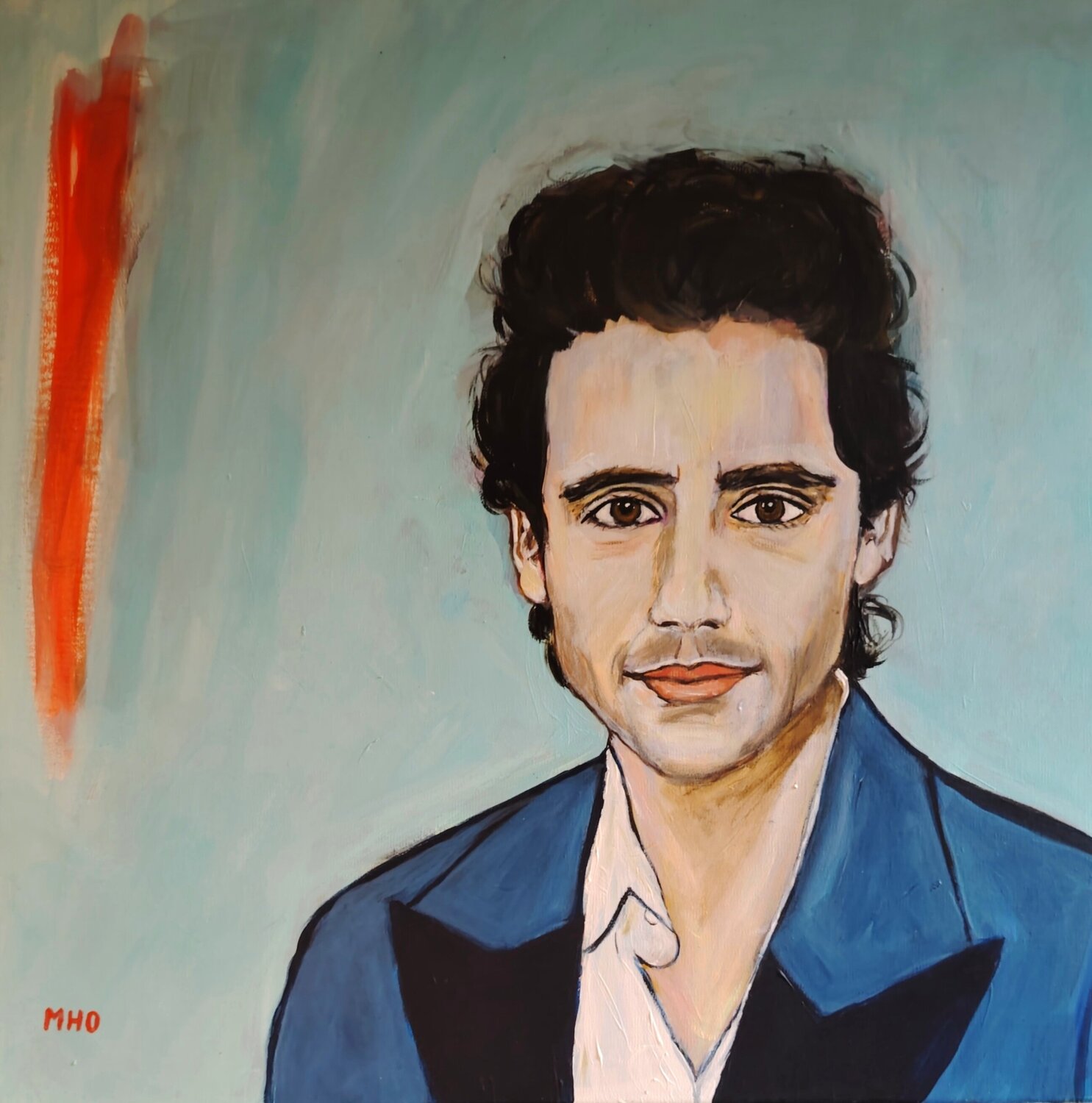 Homme  fond bleu Muriel Ho Paintings Original painting for sale