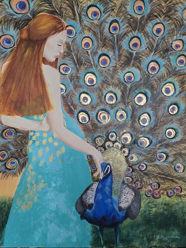 This Bird will bring me luck by Ewa Nowiszewska, Painting for Sale on Select