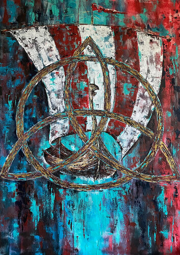 Viking Drakkar. Triquetra. by Volodymyr (Vladimir) Nezdiimynoha (Nezdiymynoga), Painting for Sale on Select