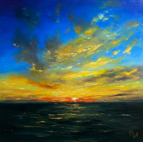 Sunset on the sea by Volodymyr (Vladimir) Nezdiimynoha (Nezdiymynoga), Painting for Sale on Select