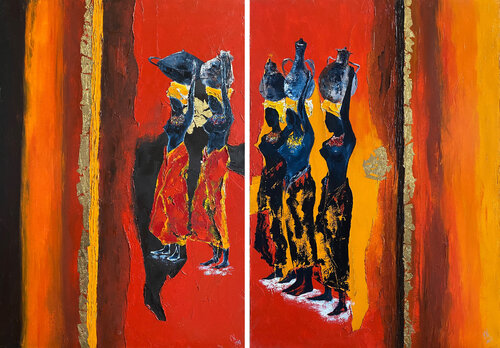 Diptych "African women" by Volodymyr (Vladimir) Nezdiimynoha (Nezdiymynoga), Painting for Sale on Select