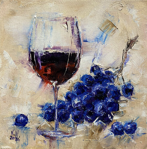 Glass of red wine by Volodymyr (Vladimir) Nezdiimynoha (Nezdiymynoga), Painting for Sale on Select