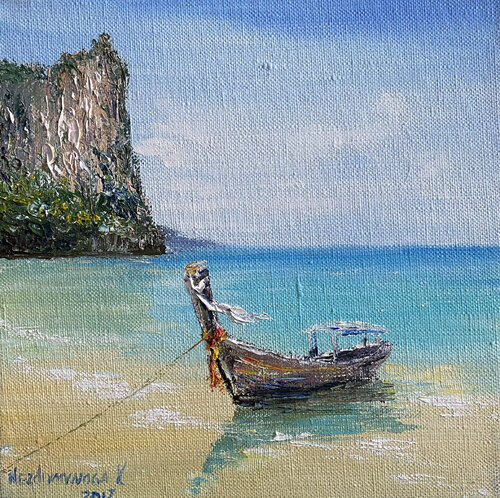 Boat on the beach by Volodymyr (Vladimir) Nezdiimynoha (Nezdiymynoga), Painting for Sale on Select