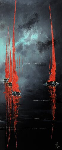 Red sails 21. by Volodymyr (Vladimir) Nezdiimynoha (Nezdiymynoga), Painting for Sale on Select