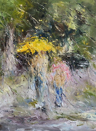 Autumn rain in the city von Volodymyr (Vladimir) Nezdiimynoha (Nezdiymynoga), Malerei kaufen auf Select