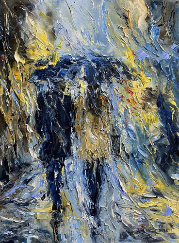 A couple in the rain von Volodymyr (Vladimir) Nezdiimynoha (Nezdiymynoga), Malerei kaufen auf Select