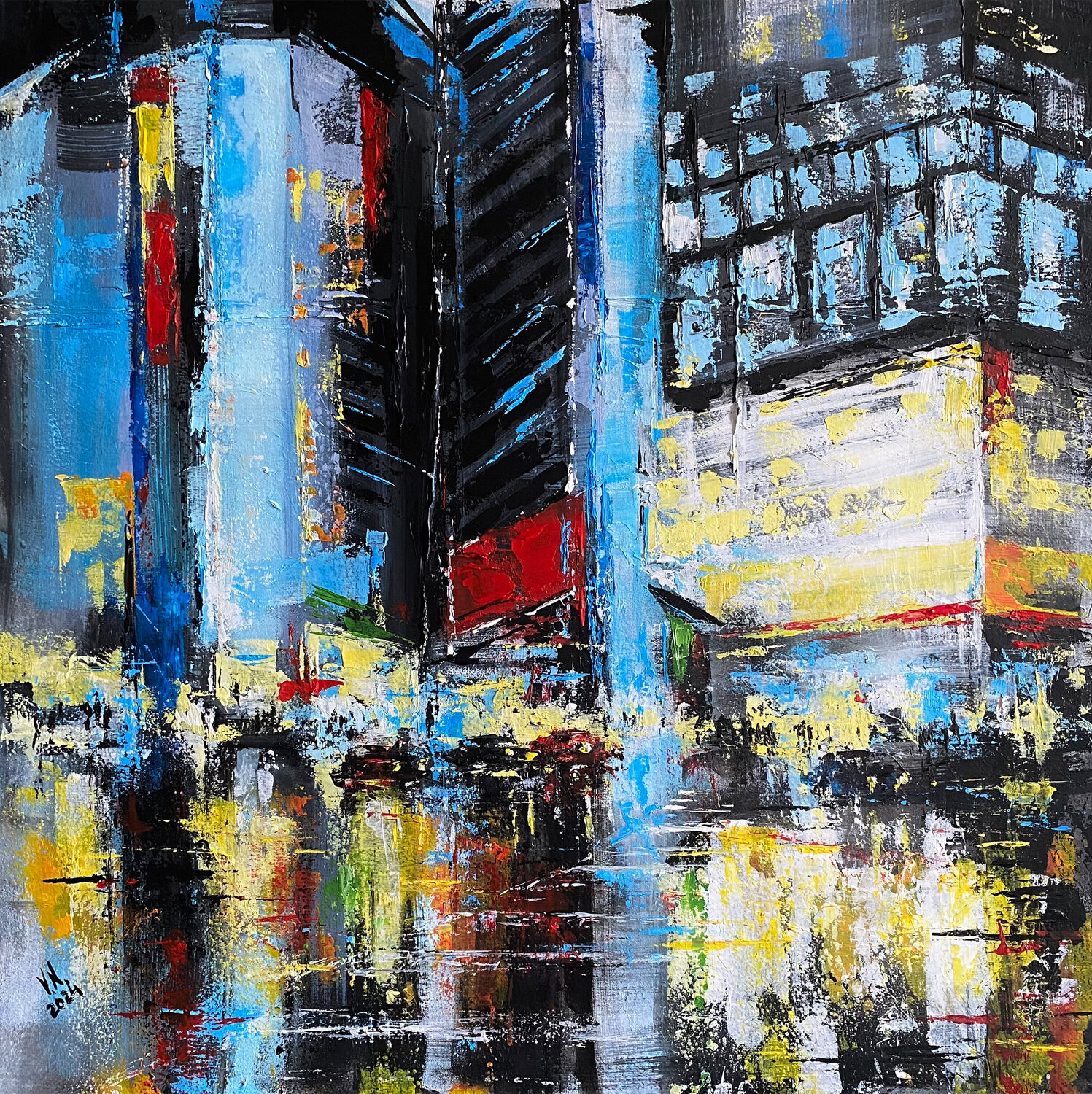 Night city 4 Volodymyr (Vladimir) Nezdiimynoha (Nezdiymynoga) Original painting for sale