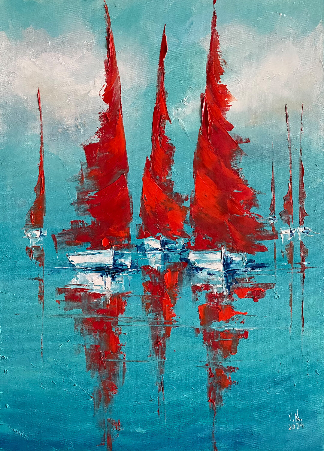 Red sails 12 Volodymyr (Vladimir) Nezdiimynoha (Nezdiymynoga) Original painting for sale