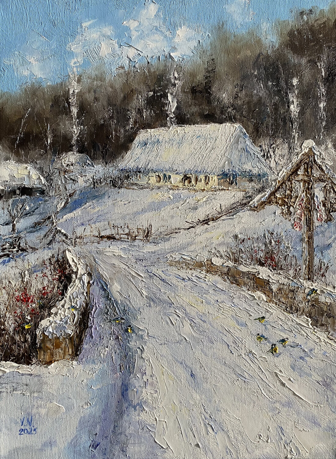 Ukrainian village 2 Volodymyr (Vladimir) Nezdiimynoha (Nezdiymynoga) Original painting for sale