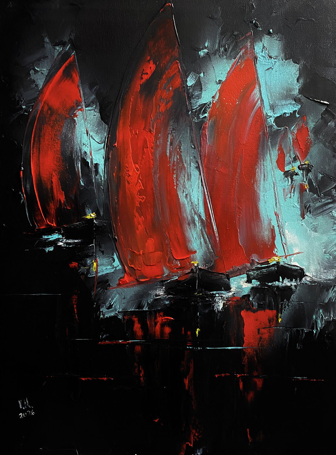 Night regatta Volodymyr (Vladimir) Nezdiimynoha (Nezdiymynoga) Original painting for sale