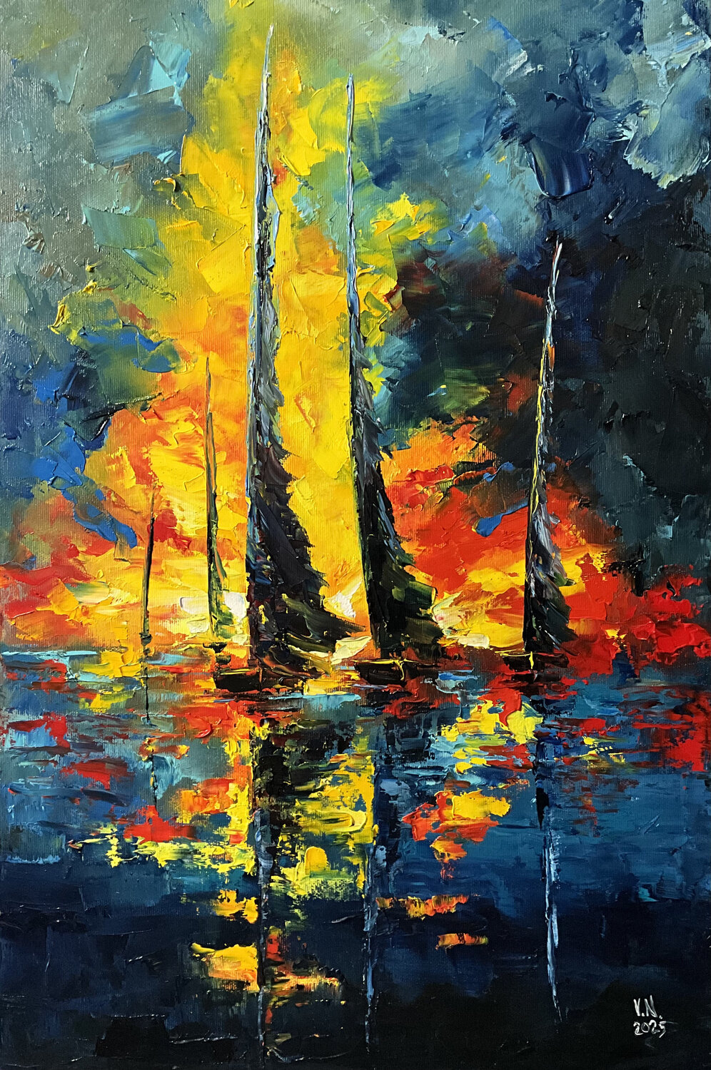 Sunset at sea 2 Volodymyr (Vladimir) Nezdiimynoha (Nezdiymynoga) Original painting for sale