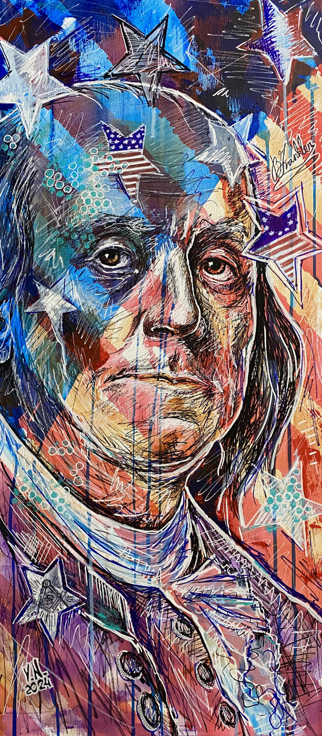 Benjamin Franklin Volodymyr (Vladimir) Nezdiimynoha (Nezdiymynoga) Original painting for sale