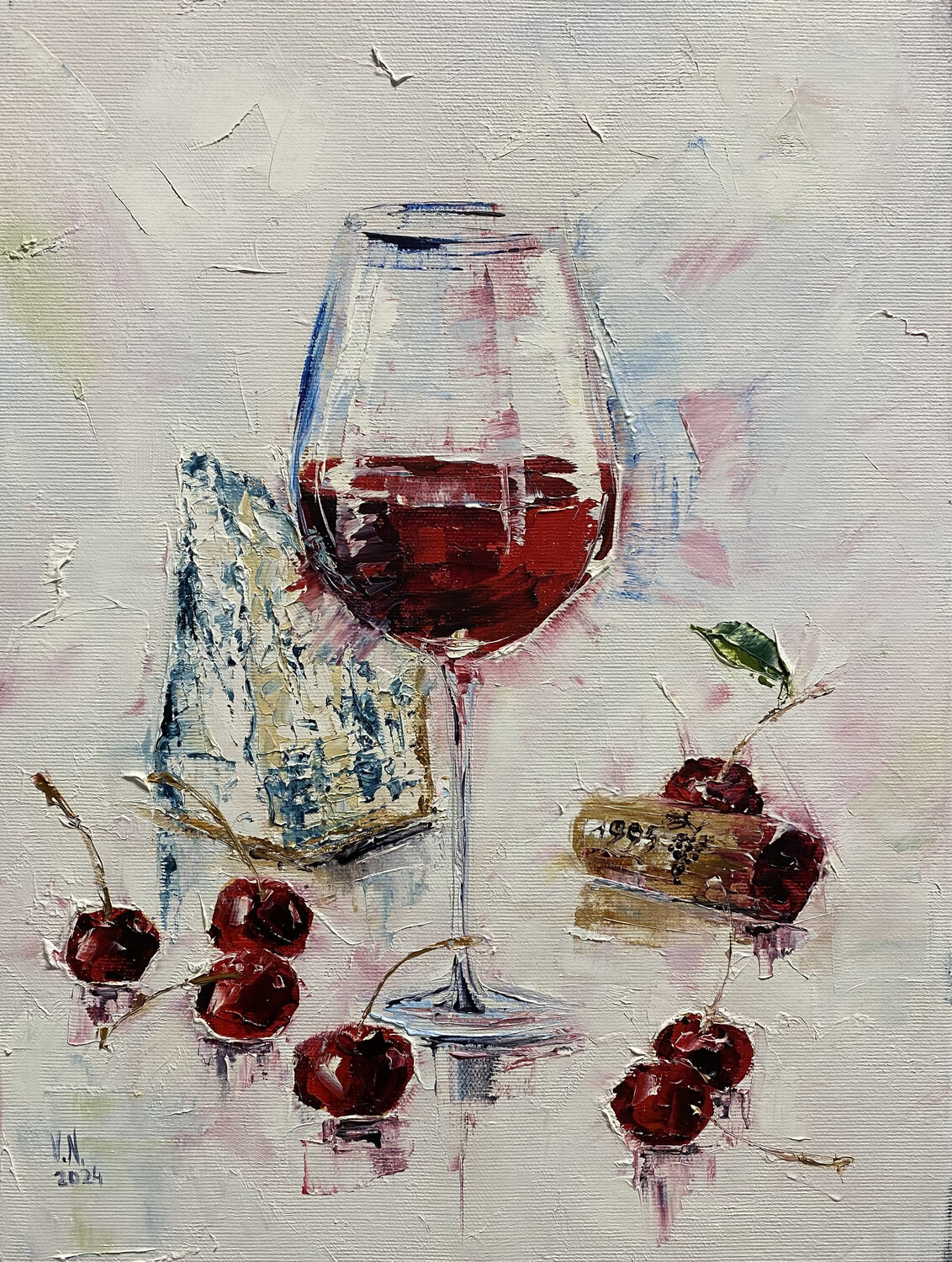 Wine and cheese 2 Volodymyr (Vladimir) Nezdiimynoha (Nezdiymynoga) Original painting for sale