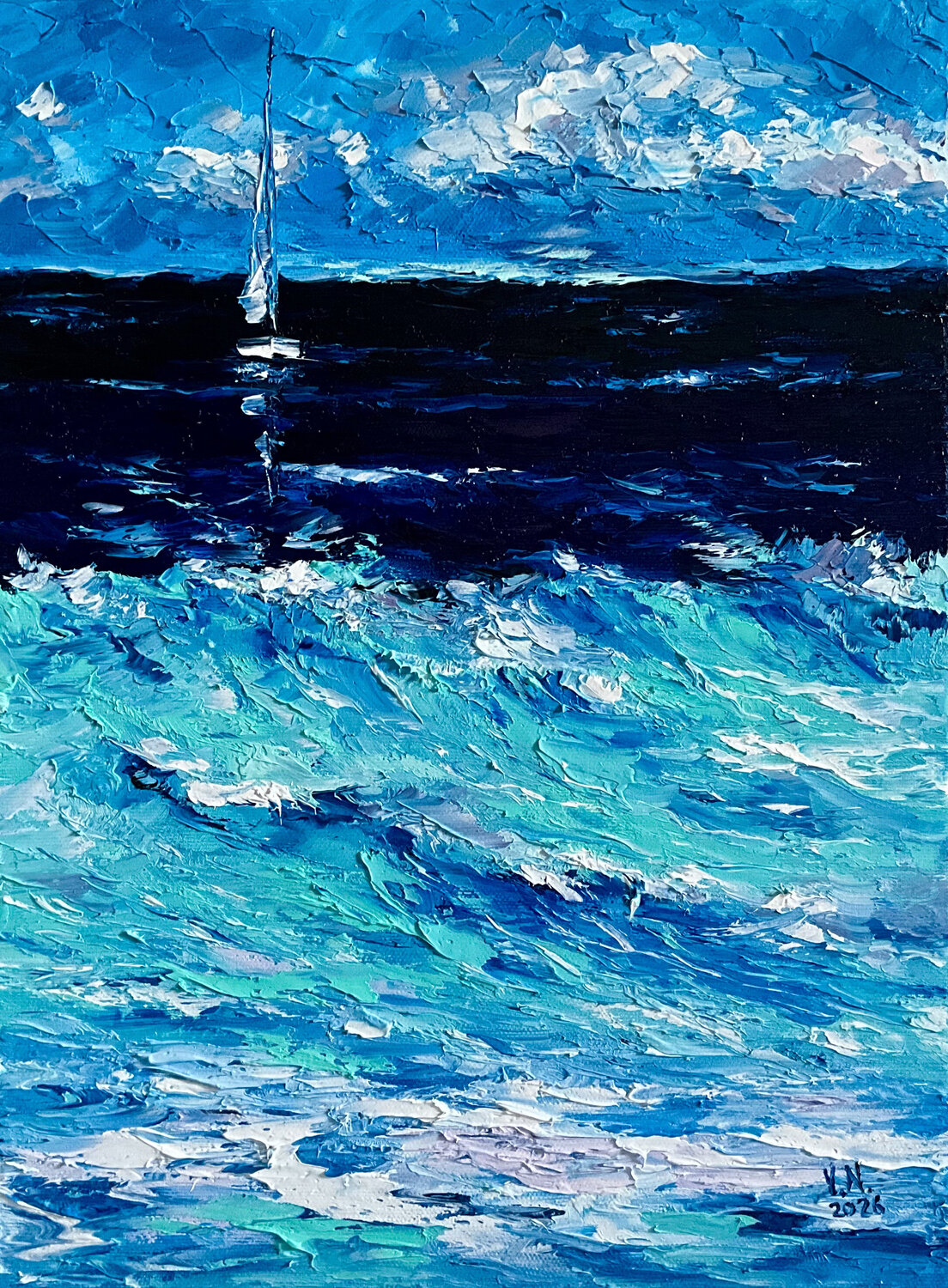 Blue sea Volodymyr (Vladimir) Nezdiimynoha (Nezdiymynoga) Original painting for sale