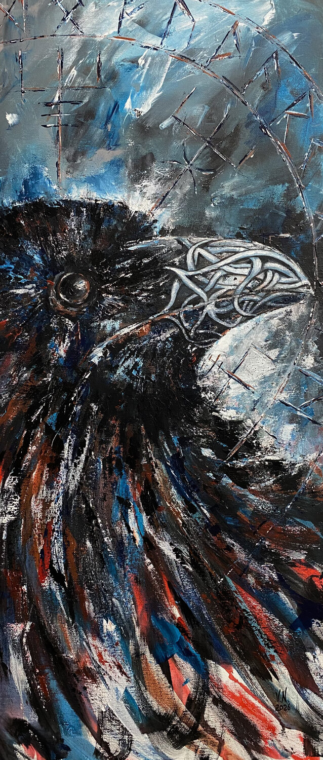 Odin's Raven. Munin Volodymyr (Vladimir) Nezdiimynoha (Nezdiymynoga) Original painting for sale