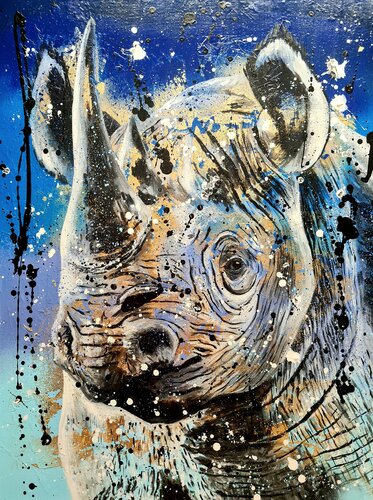 Diceros bicornis no II by Rosie Tretter, Painting for Sale on Select