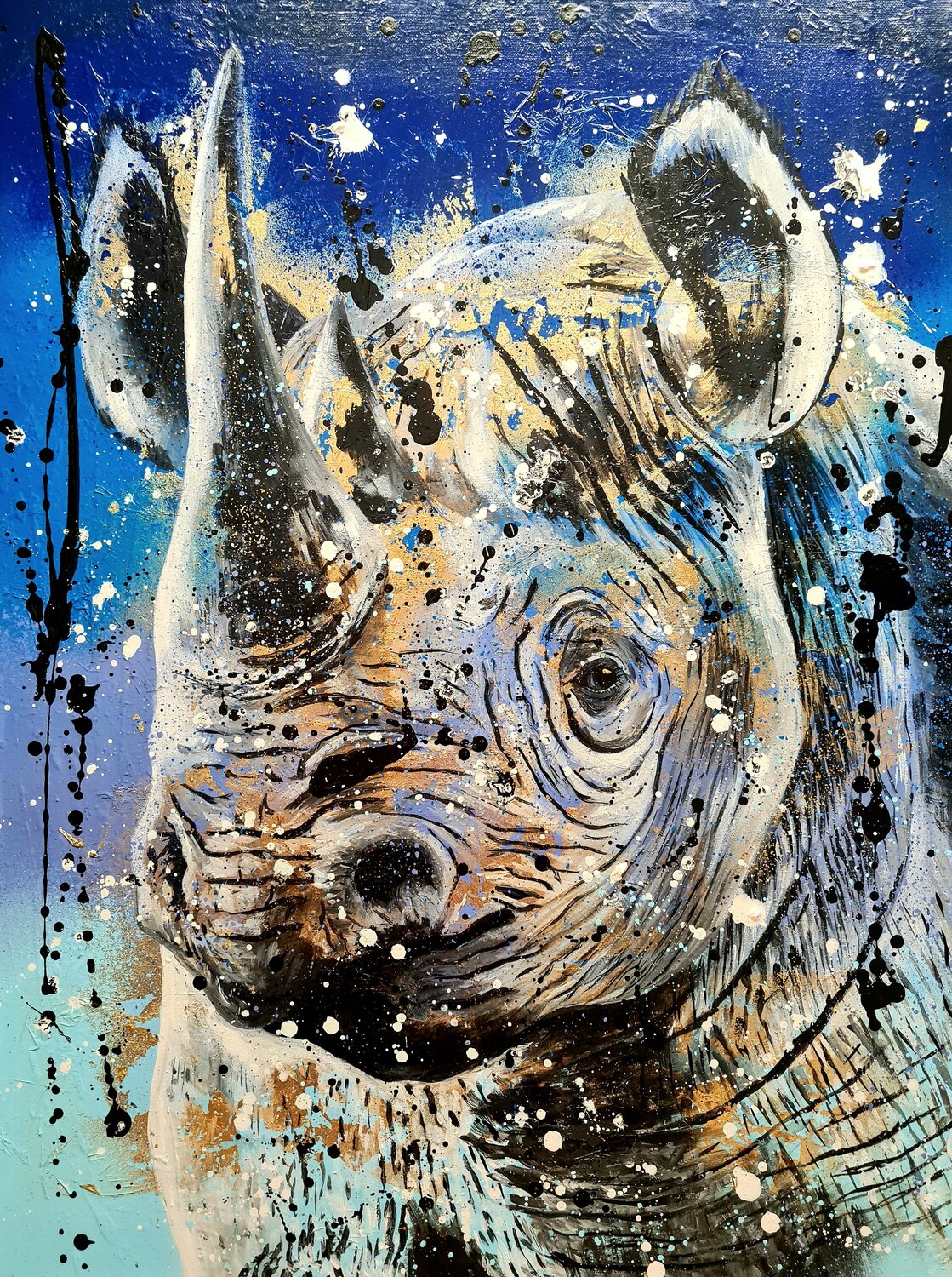 Diceros bicornis no II Rosie Tretter Original painting for sale